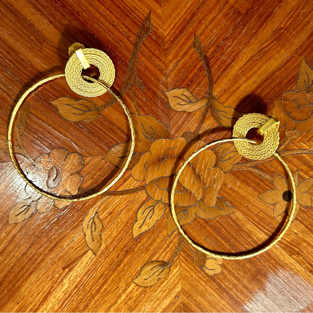 Euc Gas Bijoux Gold Plated Handmade Oversize Hoop Earrings